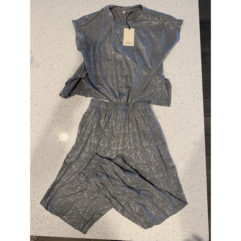 Elan Silver Metallic Short Sleeve T-shirt Jumpsuit S - Malia - Picture 4 of 7